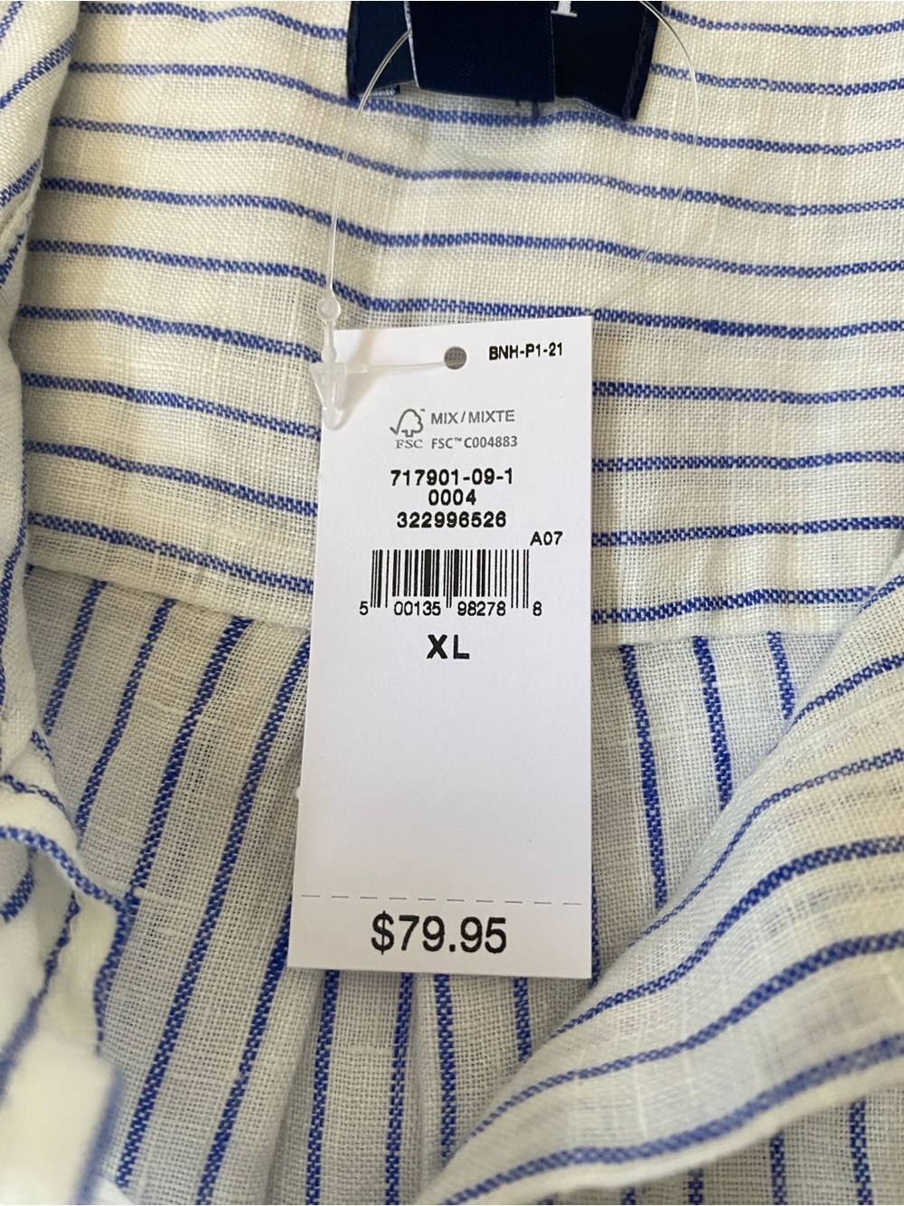 GAP Men's 100% Linen Striped Button-Up Shirt Size XL NWT - Picture 9 of 12
